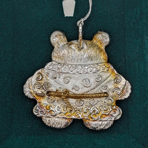 Vintage Lunt Silver Gold Tone Santa Bear Holiday Christmas Ornament - Picture 3 of 8
